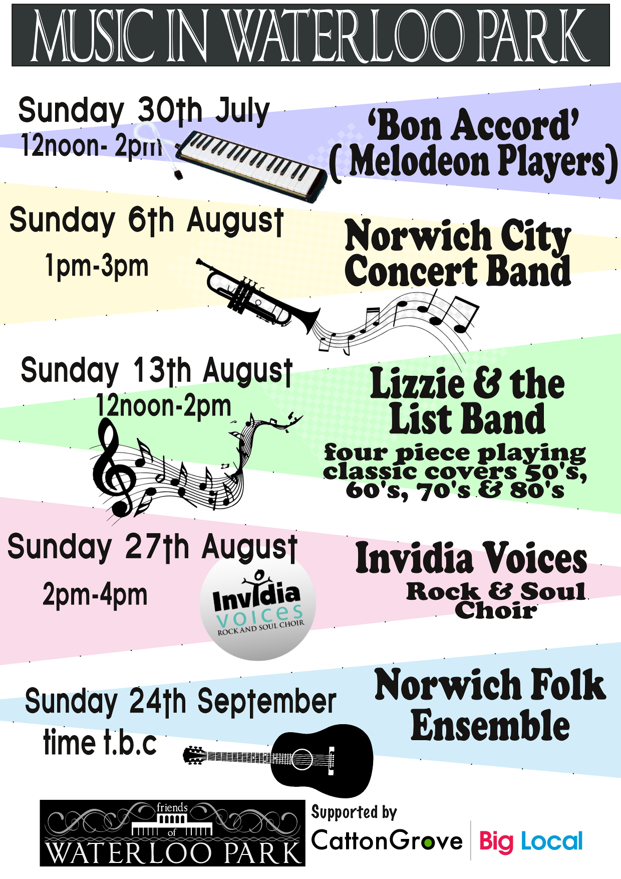 poster for music events at waterloo park