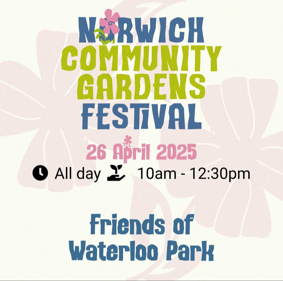 Events poster for Norwich Community Garden Festival