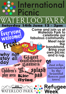 An informational poster about the international picnic